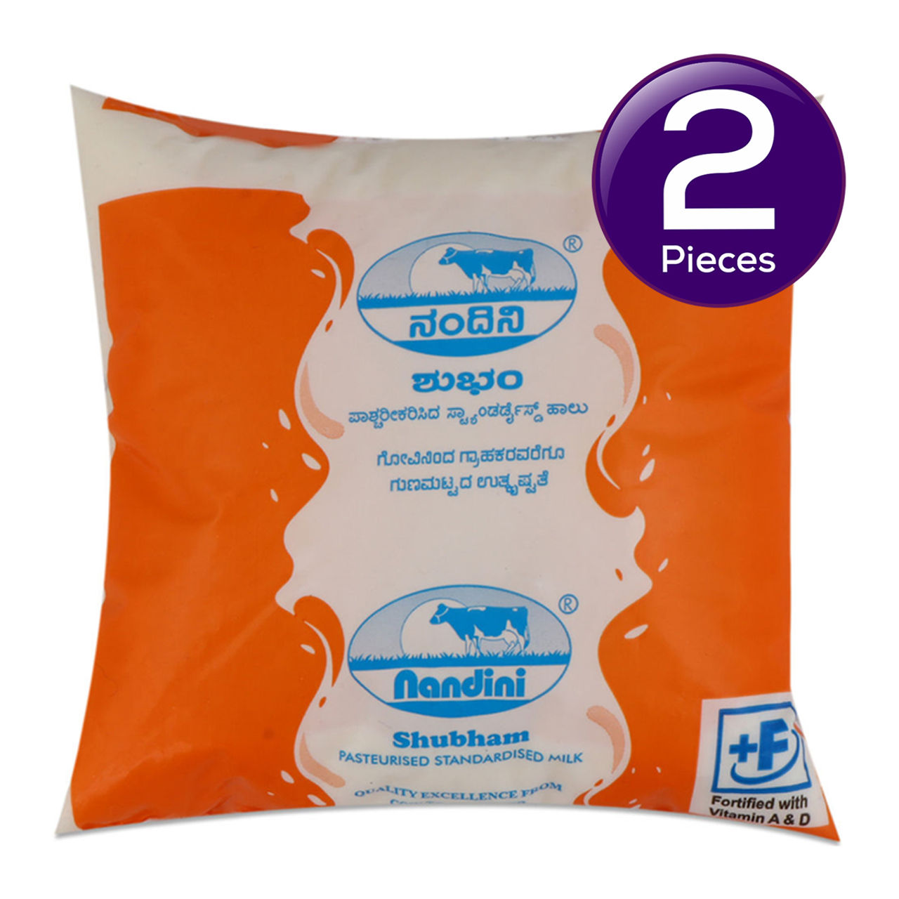 Nandini Standardised Fresh Milk (Pouch Orange) 500 ml X 2 Combo