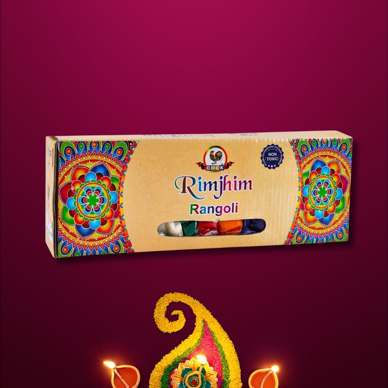 Pichai Rangoli Colours Pouch - Multicolor | Pack Of 10