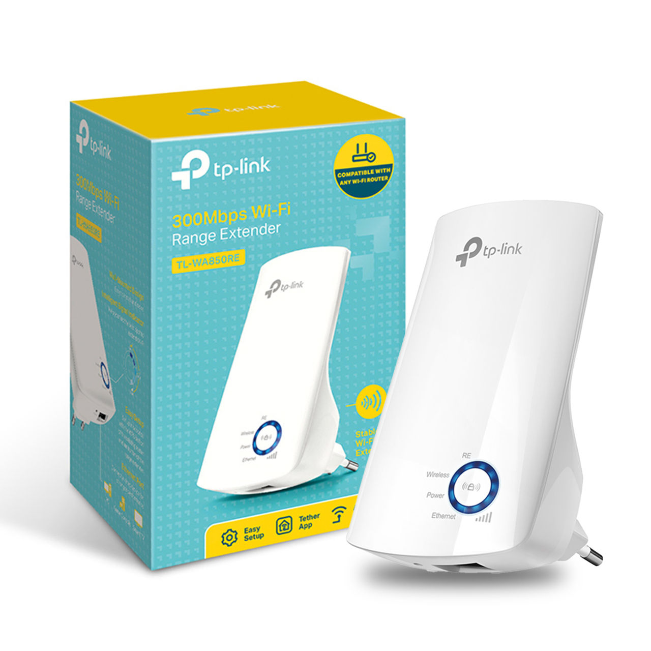 TP-Link TL-WA850RE 300Mbps Wi-Fi Wireless Range Extender, Wi-Fi Booster - White