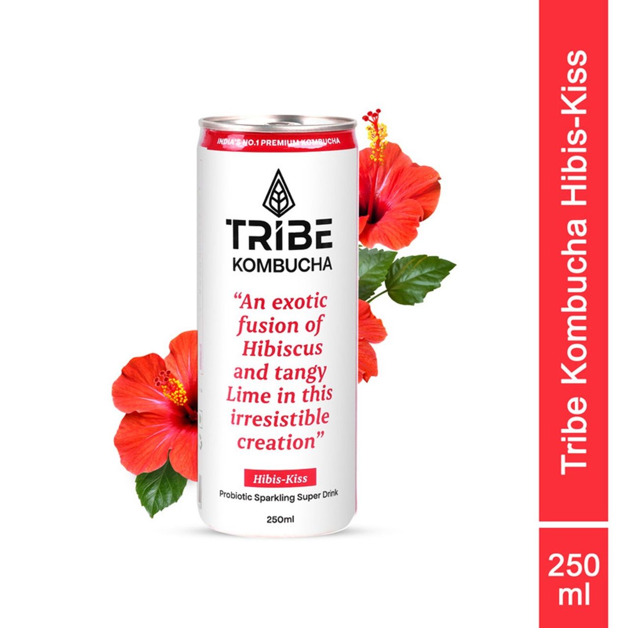 Tribe Kombucha Hibiscus Naturally Sparkling Probiotic Super Drink | Gut Friendly