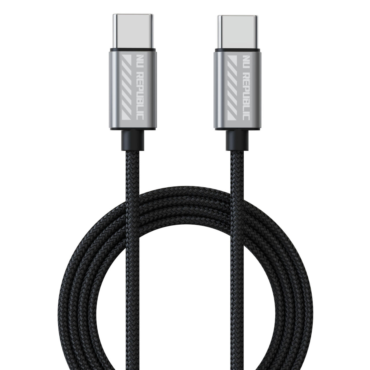 Nu Republic Blaze Flash 65W 1.25M Type-C To Type-C Fast Charging Data Cable - Grey