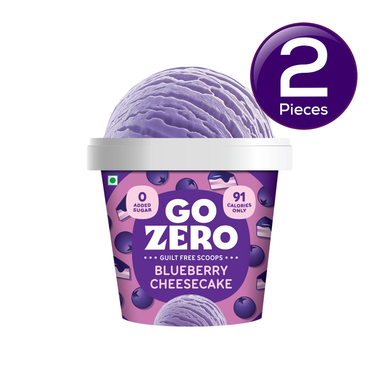 Go Zero Blueberry Cheesecake High Protein Guilt Free Ice Cream Cup 100 ml Combo
