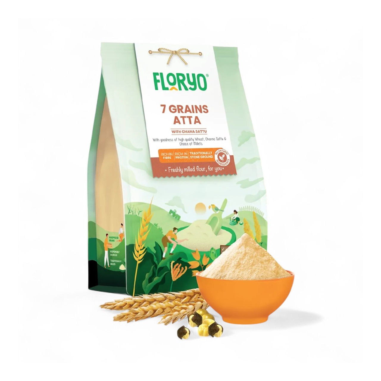 Floryo 7 Grains Atta | With Chana Sattu