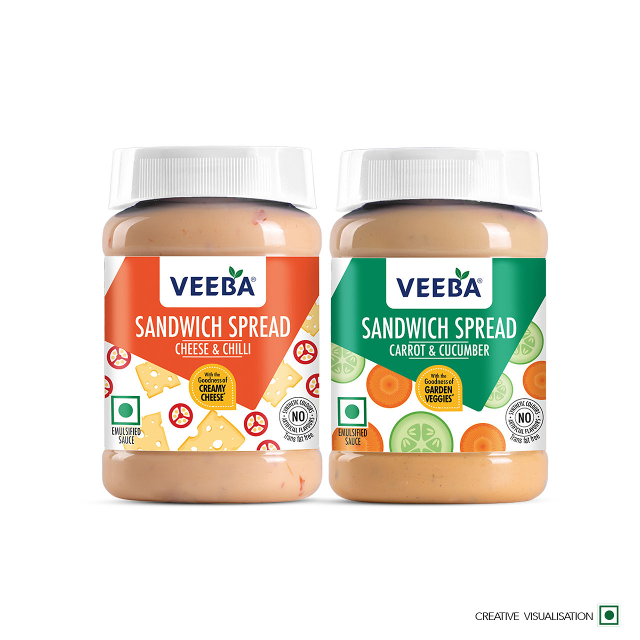 Veeba Sandwich Spread Cheese & Chilli (250g) & Veeba Sandwich Spread Carrot & Cucumber (250g) Combo