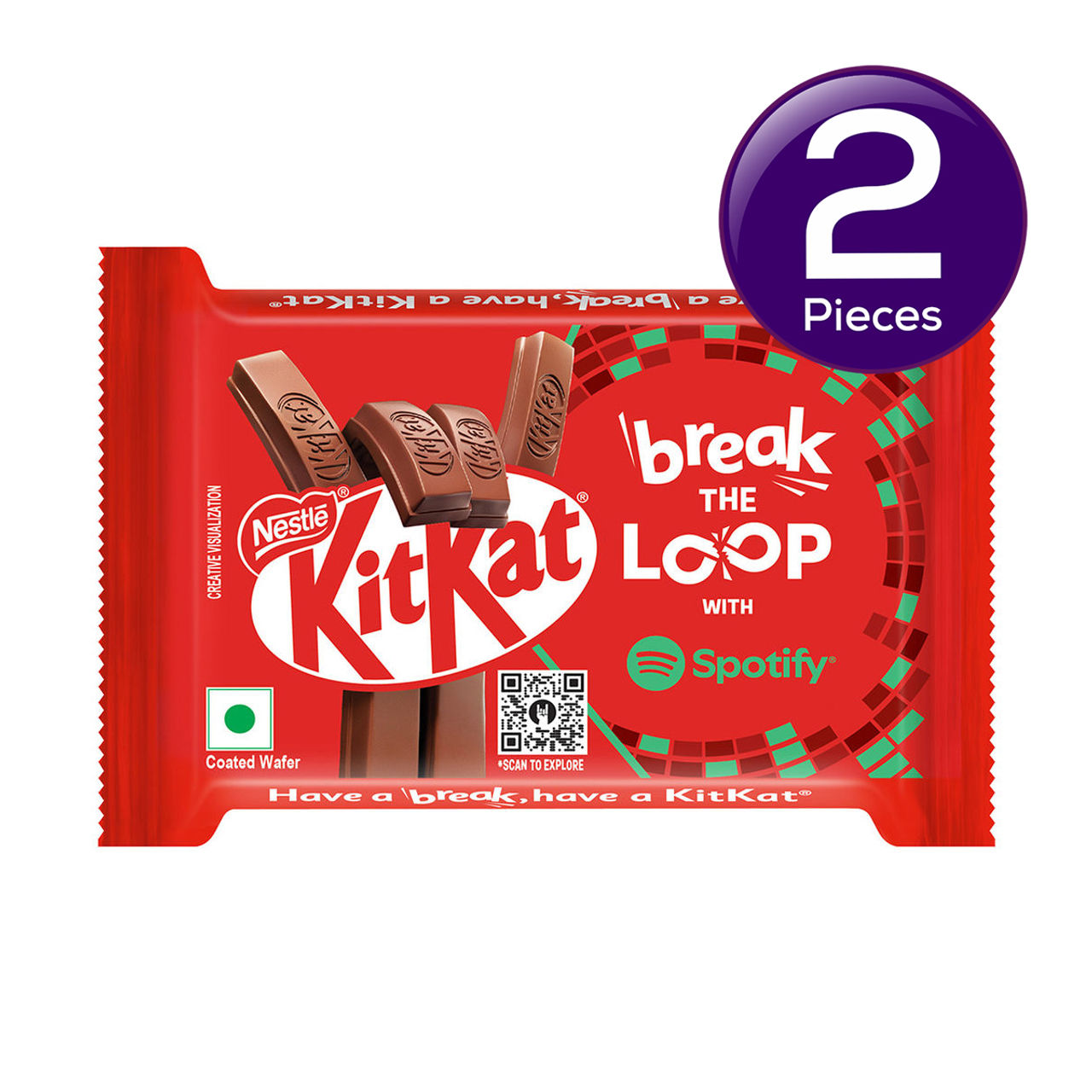Nestle Kitkat 4 Fingers Choco Coated Wafer Bar with Spotify