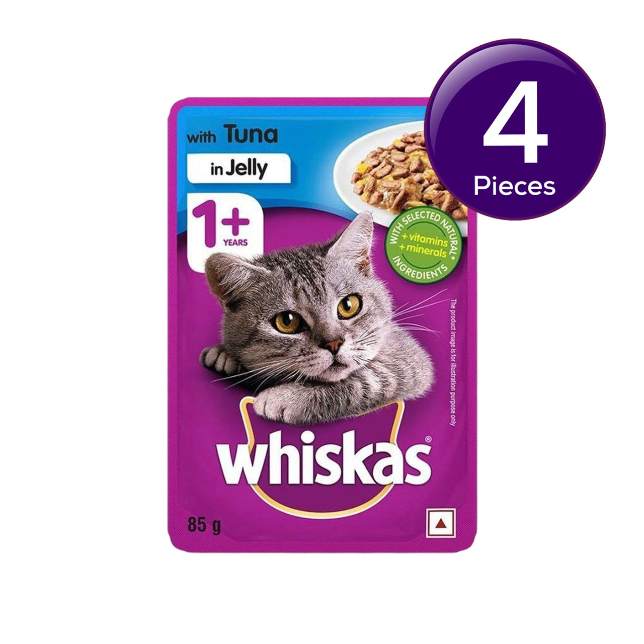Whiskas Adult Tuna in Jelly Wet Cat Food, 80g, Pack of 4