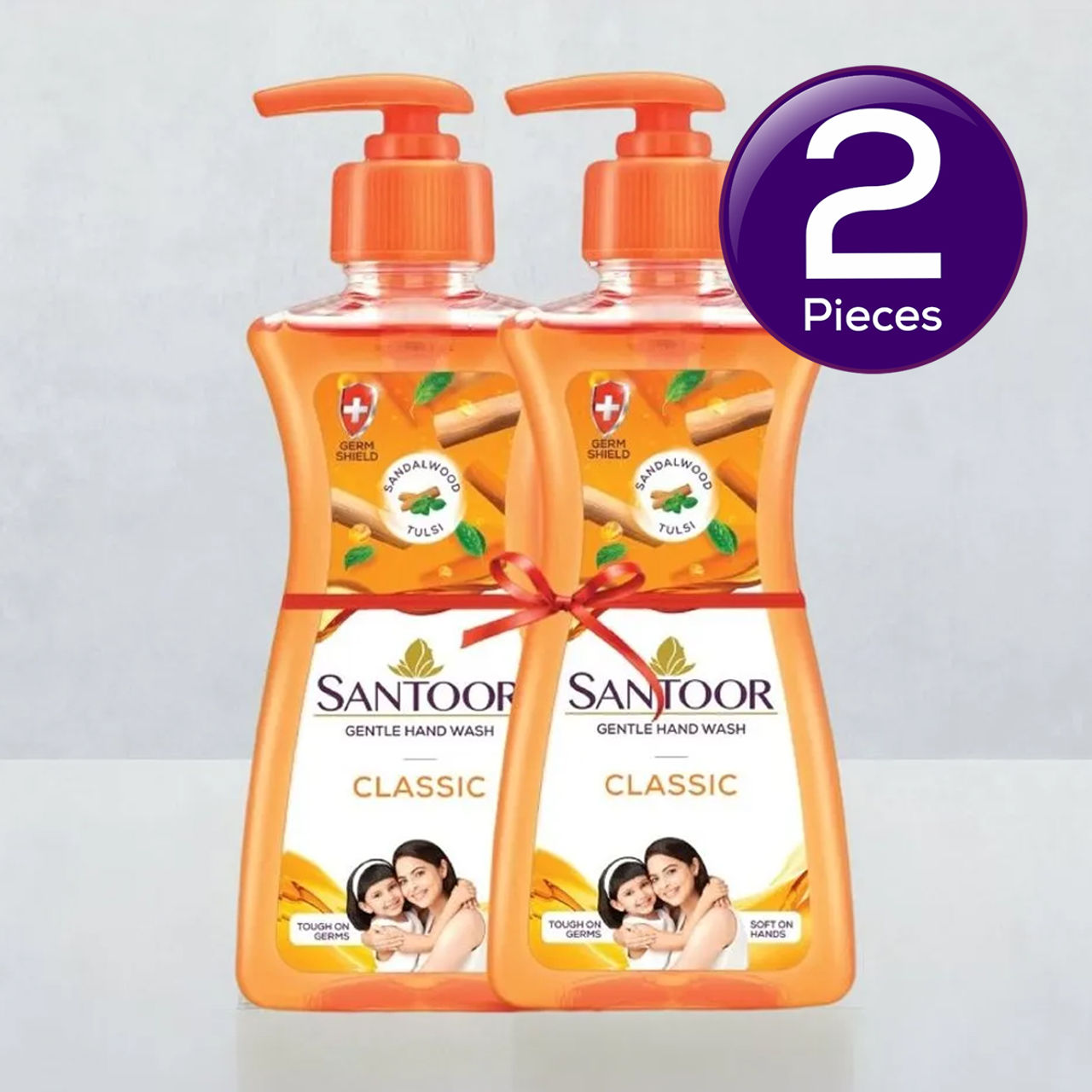 Santoor Classic Gentle Anti-Bacterial Hand Wash With Natural Goodness of Sandalwood and Tulsi Combo 