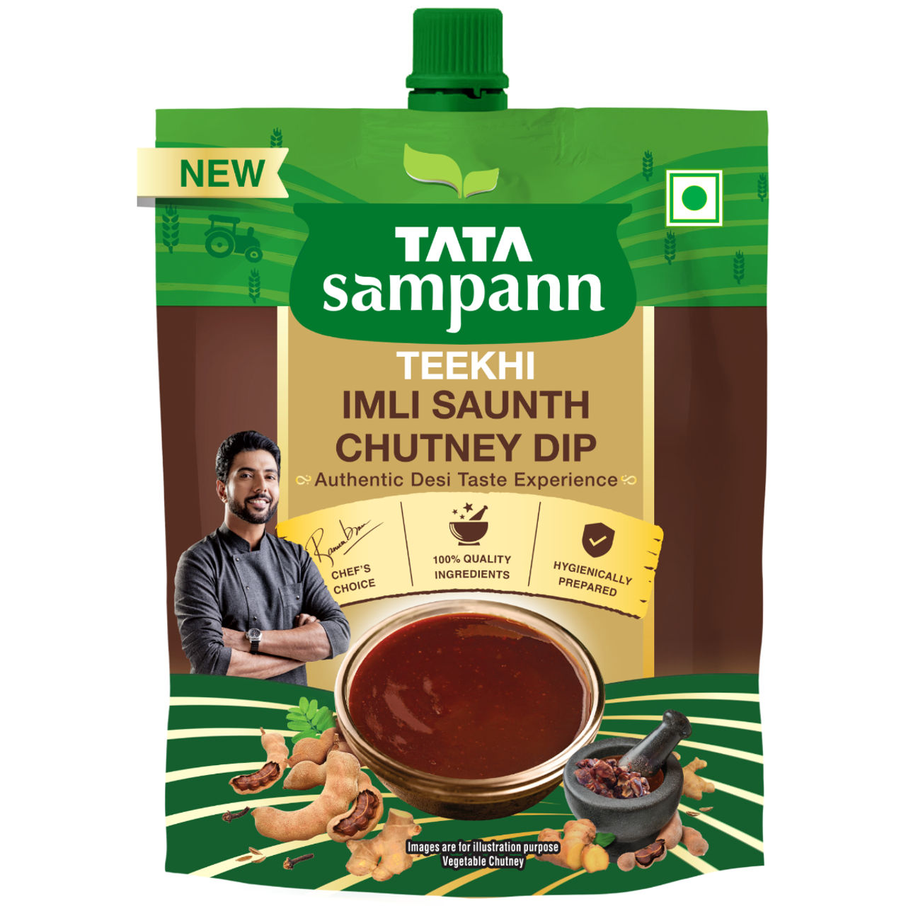 Tata Sampann Teekhi Imli Saunth Chutney Dip | Made with Tamarind & Dry Ginger | Tangy & Spicy Flavor