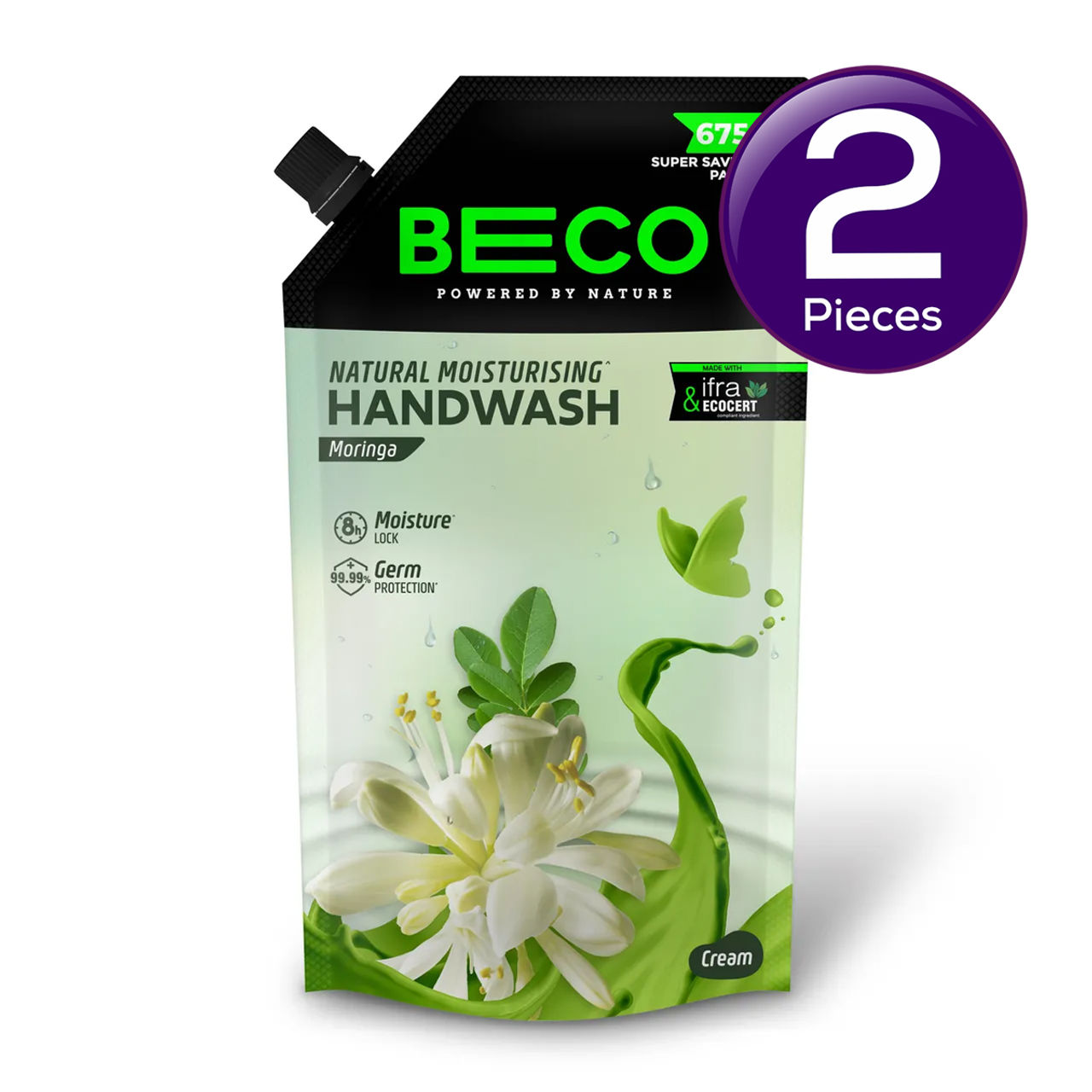 BECO Moisturising Liquid Handwash - Moringa Fragrance 675 ml X 2 Combo