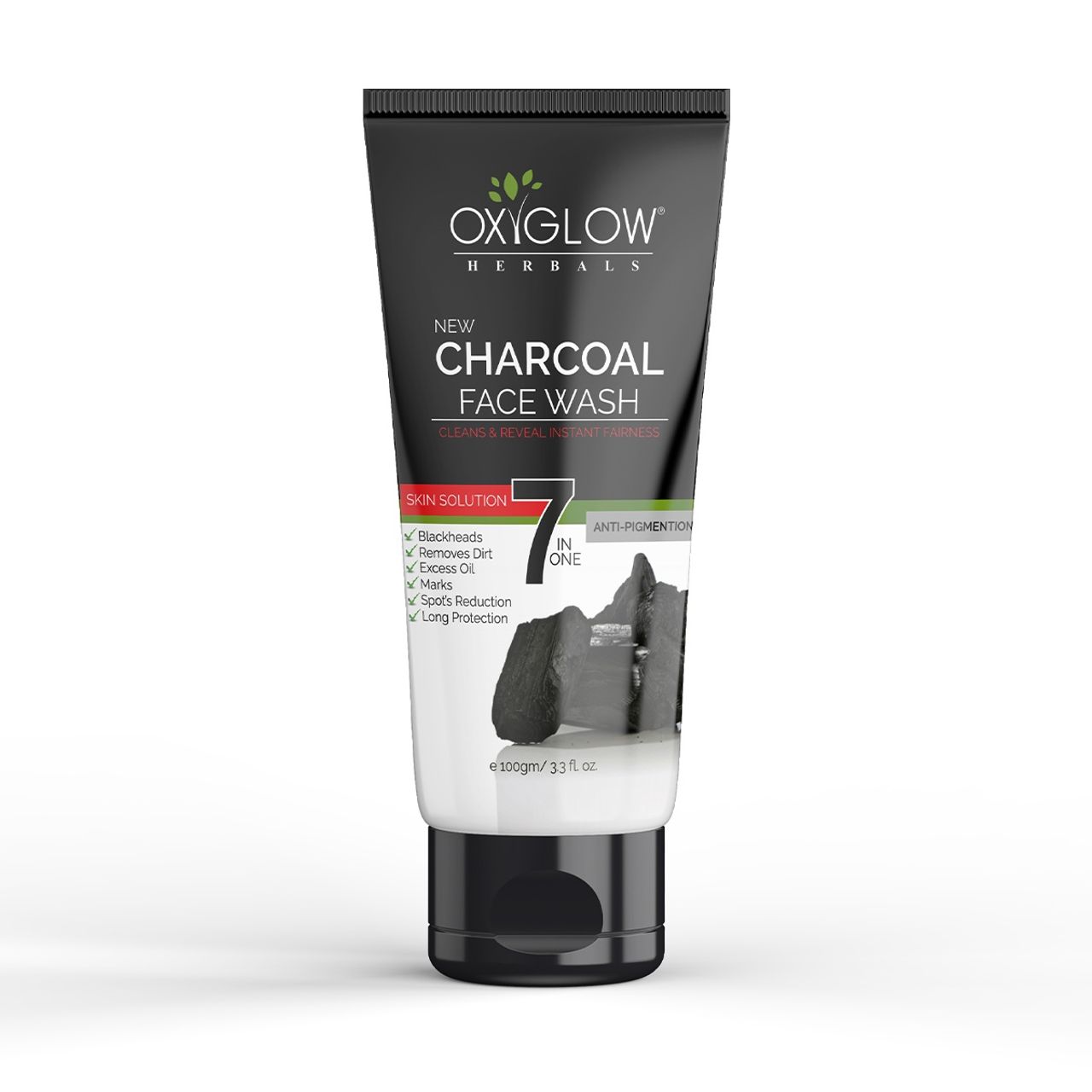 Oxyglow Herbals Charcoal Face Wash - Deep Exofilation | Removes Blackheads & Whiteheads