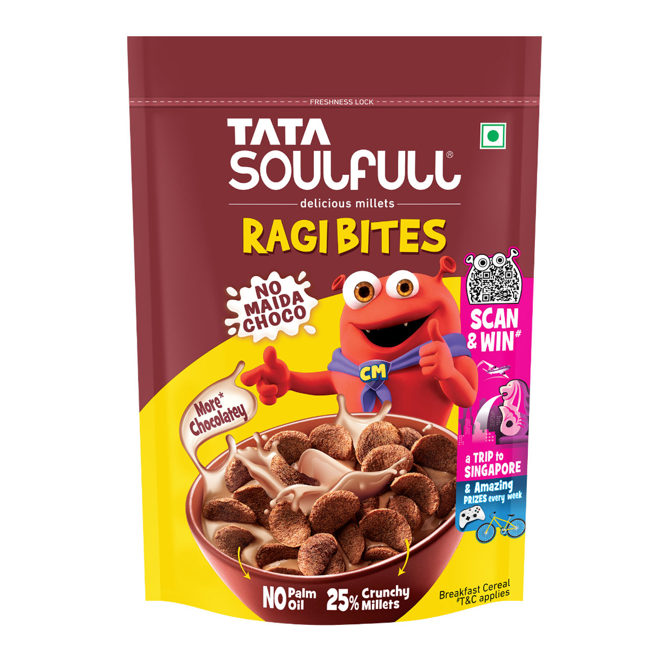 Tata Soulfull Ragi Bites No Maida Choco, Yummy Chocolatey, 7 Grains, Breakfast Cereals