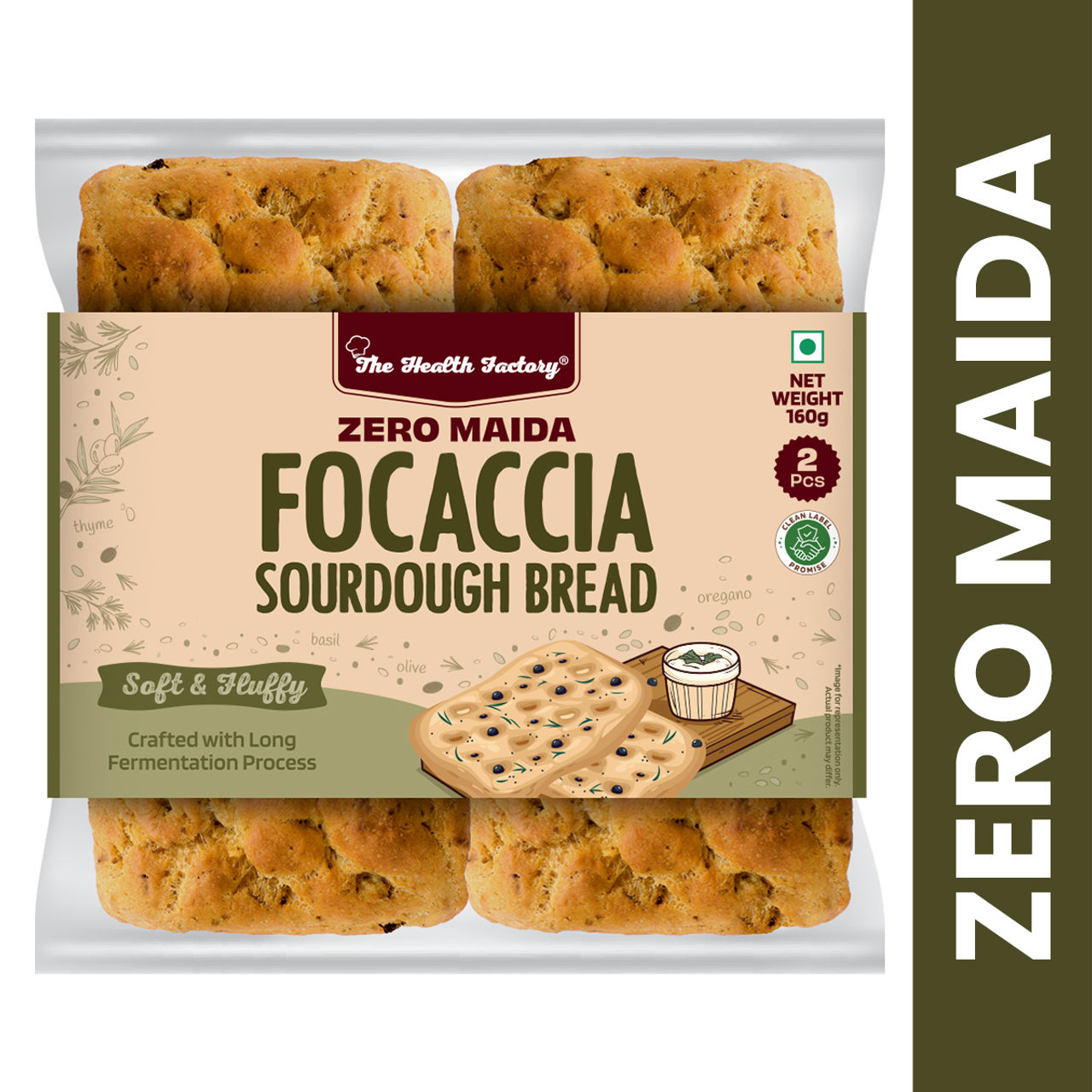 The Health Factory Zero Maida Focaccia Sourdough | Clean Label