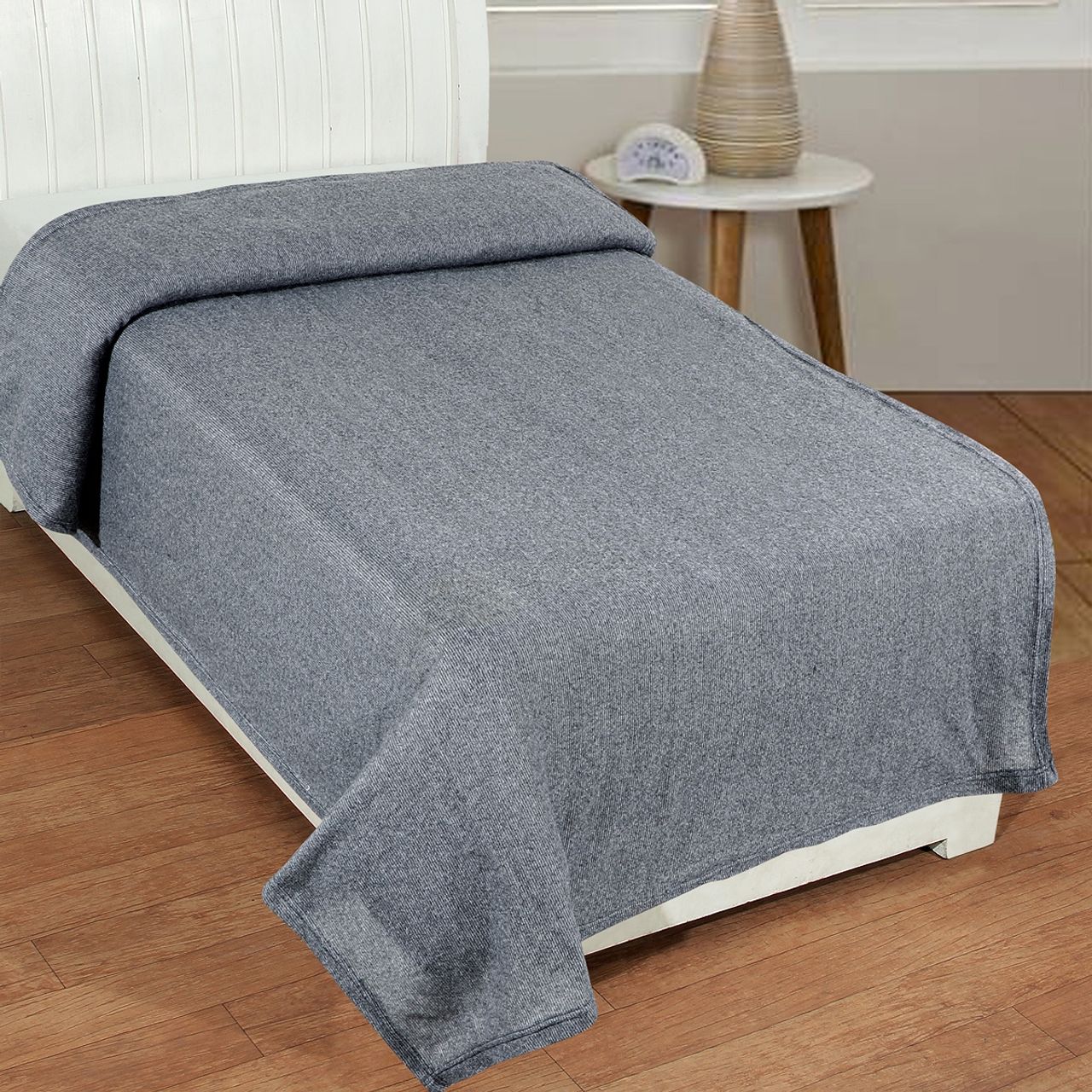 BAY6 All Season Polar Fleece Single Bed Solid Lightweight Blanket | 120 x 220 cm - Grey