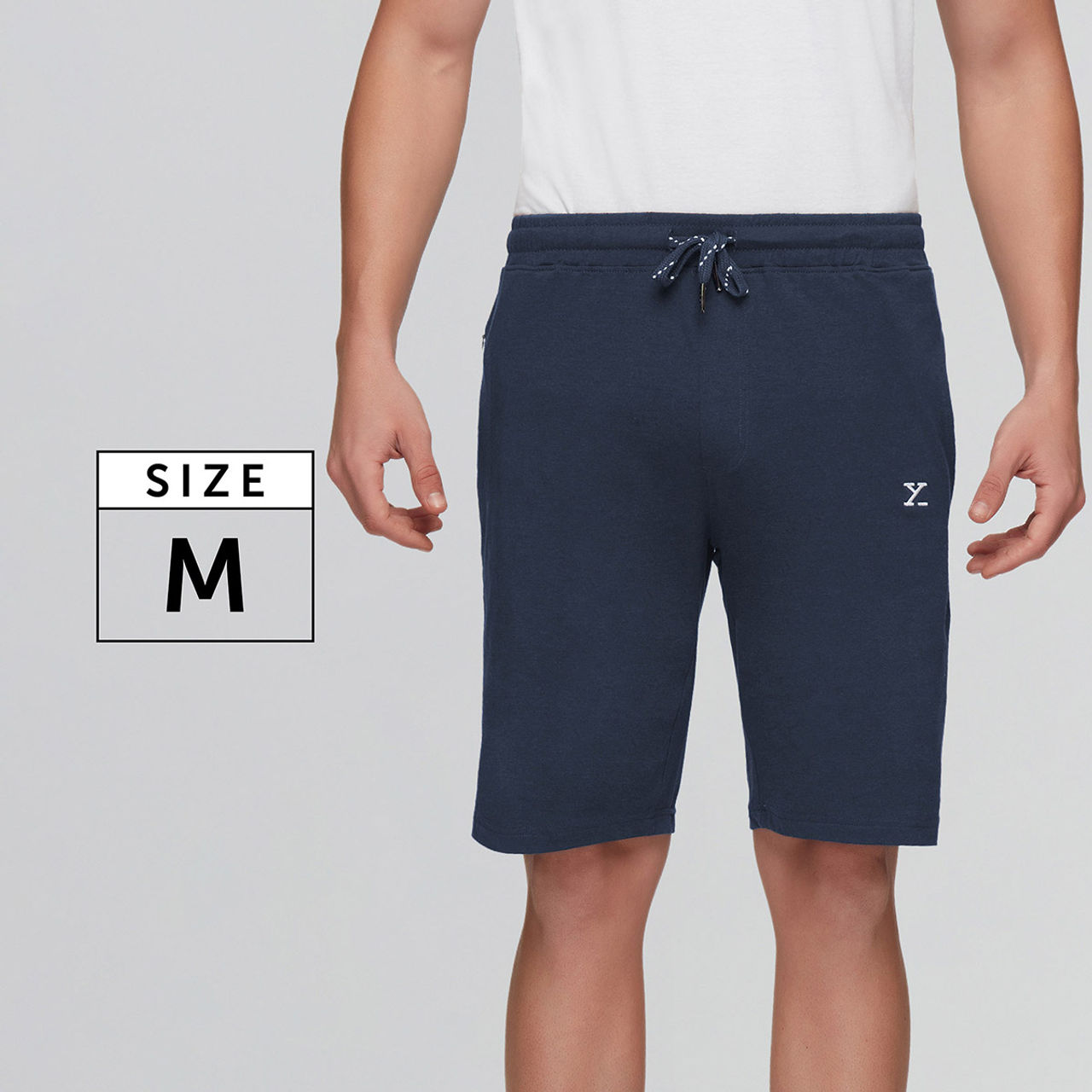 XYXX Ace Cotton Modal solid Shorts | 2 Side Pocket with zip | Dress Blue- M