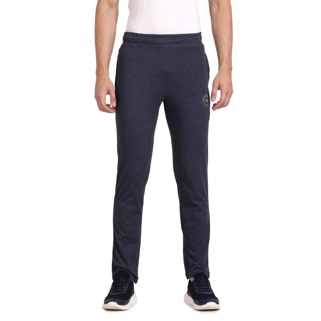 Pepe Jeans Men's Track Pant Cotton Rich Solid Mid-Rise | Blue Melange - S