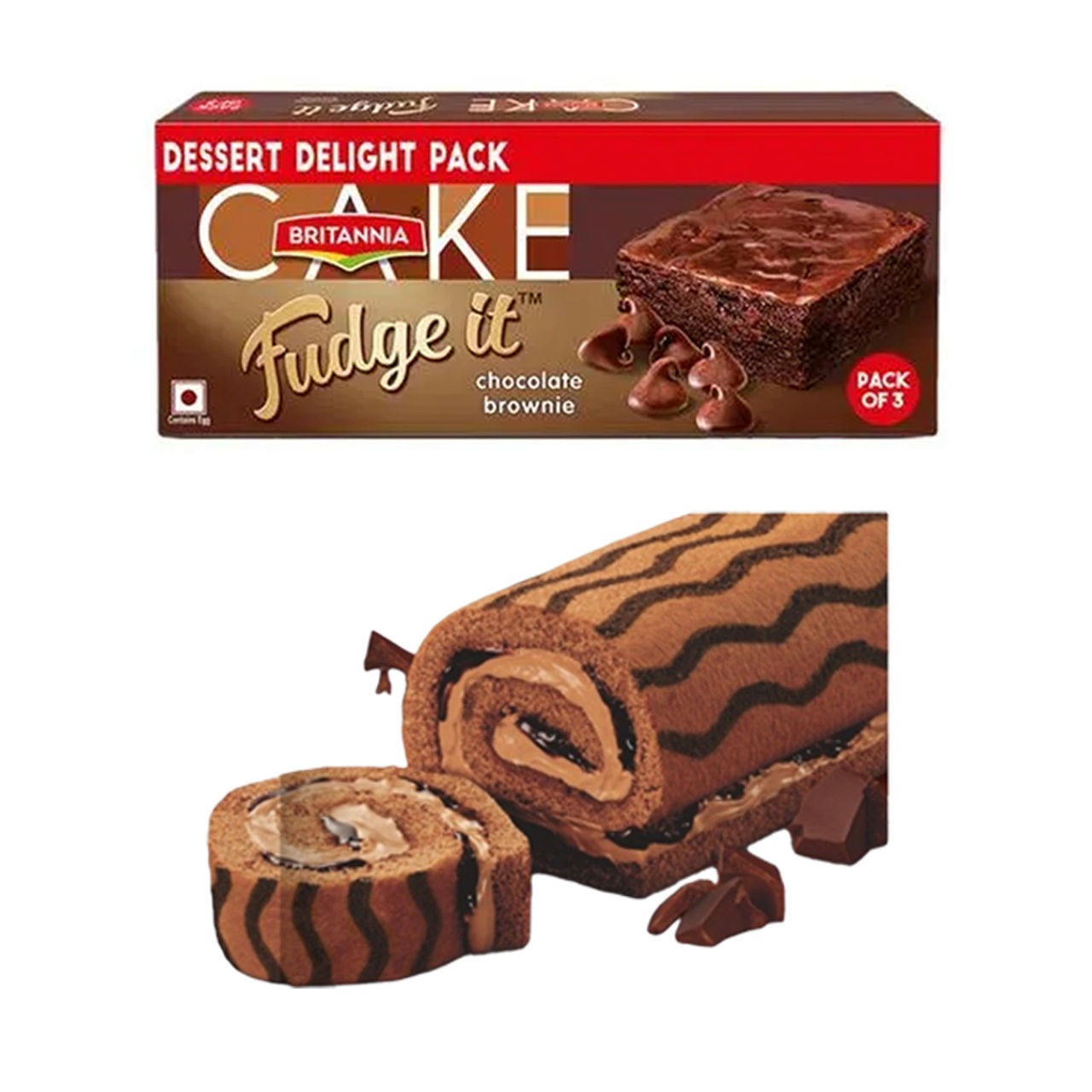 Winkies Swiss Roll Chocolate (165g) & Britannia Fudge It Chocolate Brownie (With Egg) (120g) Combo
