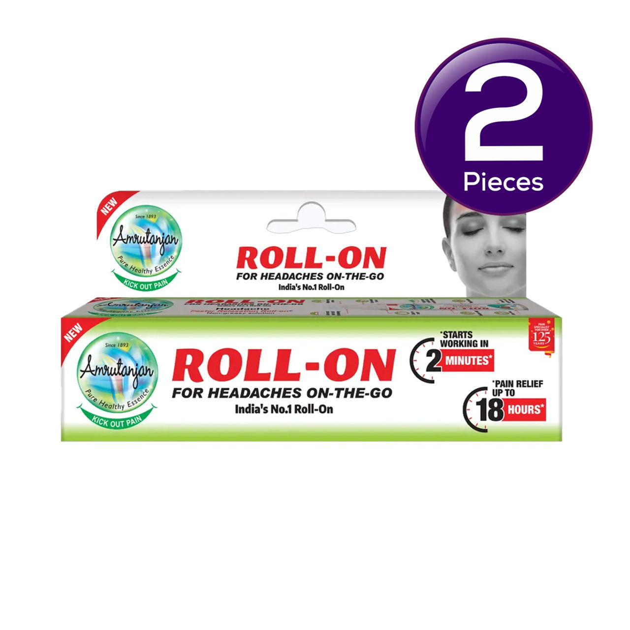 Amrutanjan Faster Relaxation Roll-On 10 ml X 2 Combo