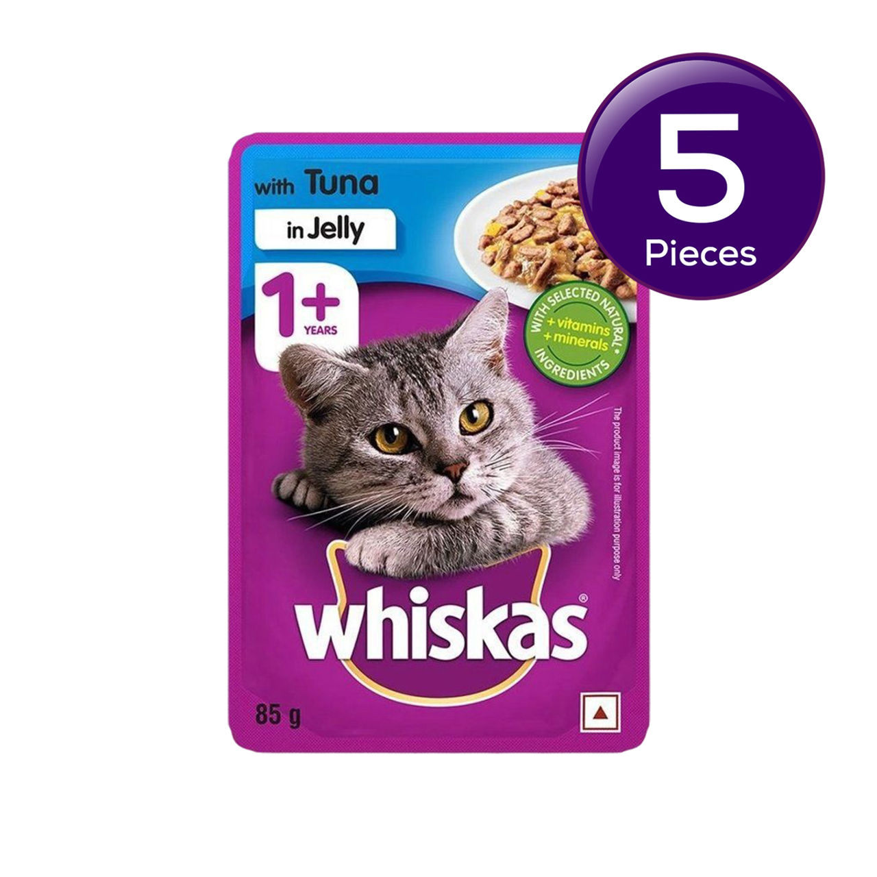 Whiskas Adult Tuna in Jelly Wet Cat Food, 80g, Pack of 5