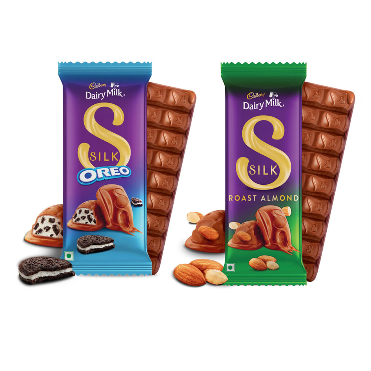 Cadbury Dairy Milk Silk Oreo Chocolate Bar (58g) & Cadbury Dairy Milk Silk Roast Almond Chocolate Bar (52g) Combo