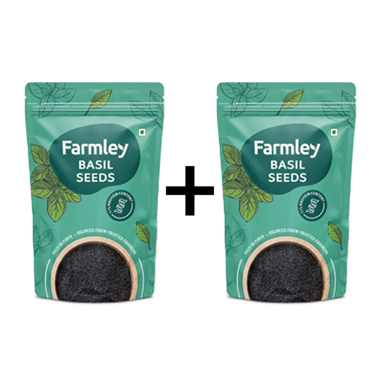 Farmley Raw Basil Seeds | Rich In Protein | Fiber Diet Sabja Seeds | Tukmaria Basil Seeds 300 g X 2 Combo