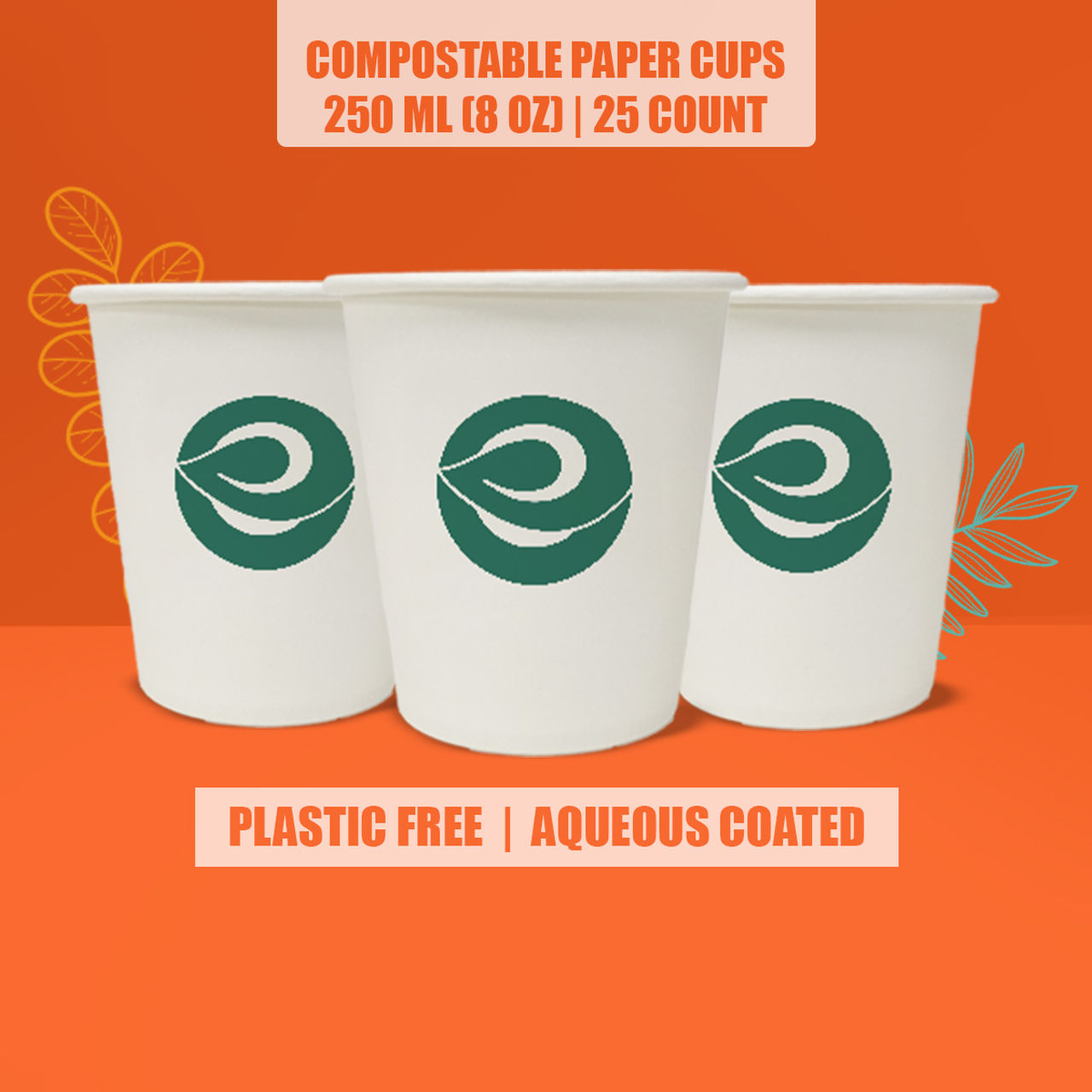 ECO SOUL 250 ml | 25 Count | Disposable Cup/Glass