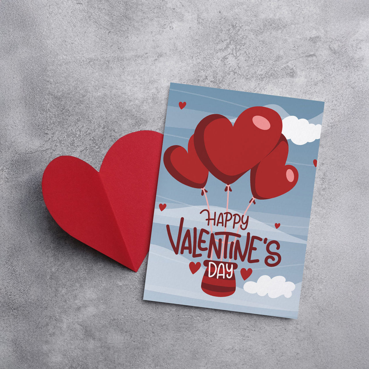 Mad Over Print Hot Air Balloon Heart Card