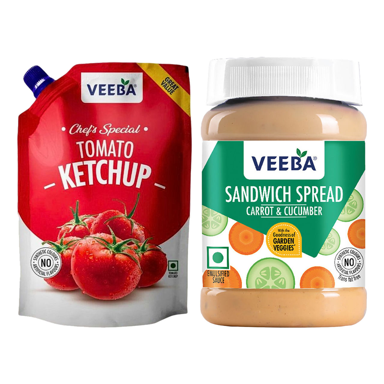 Veeba Sandwich Spread Carrot & Cucumber (250g) & Veeba Tomato Ketchup - Chef'S Special (900g) Combo