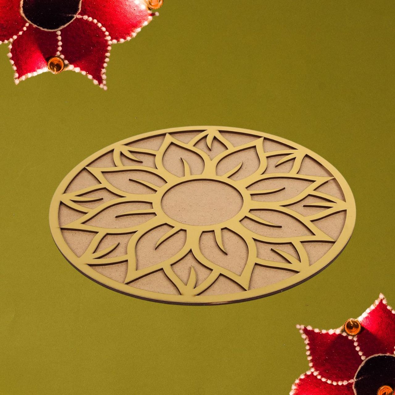 DiaCraft Rangoli Stencil | 8 x 8 Inch - Multicolor