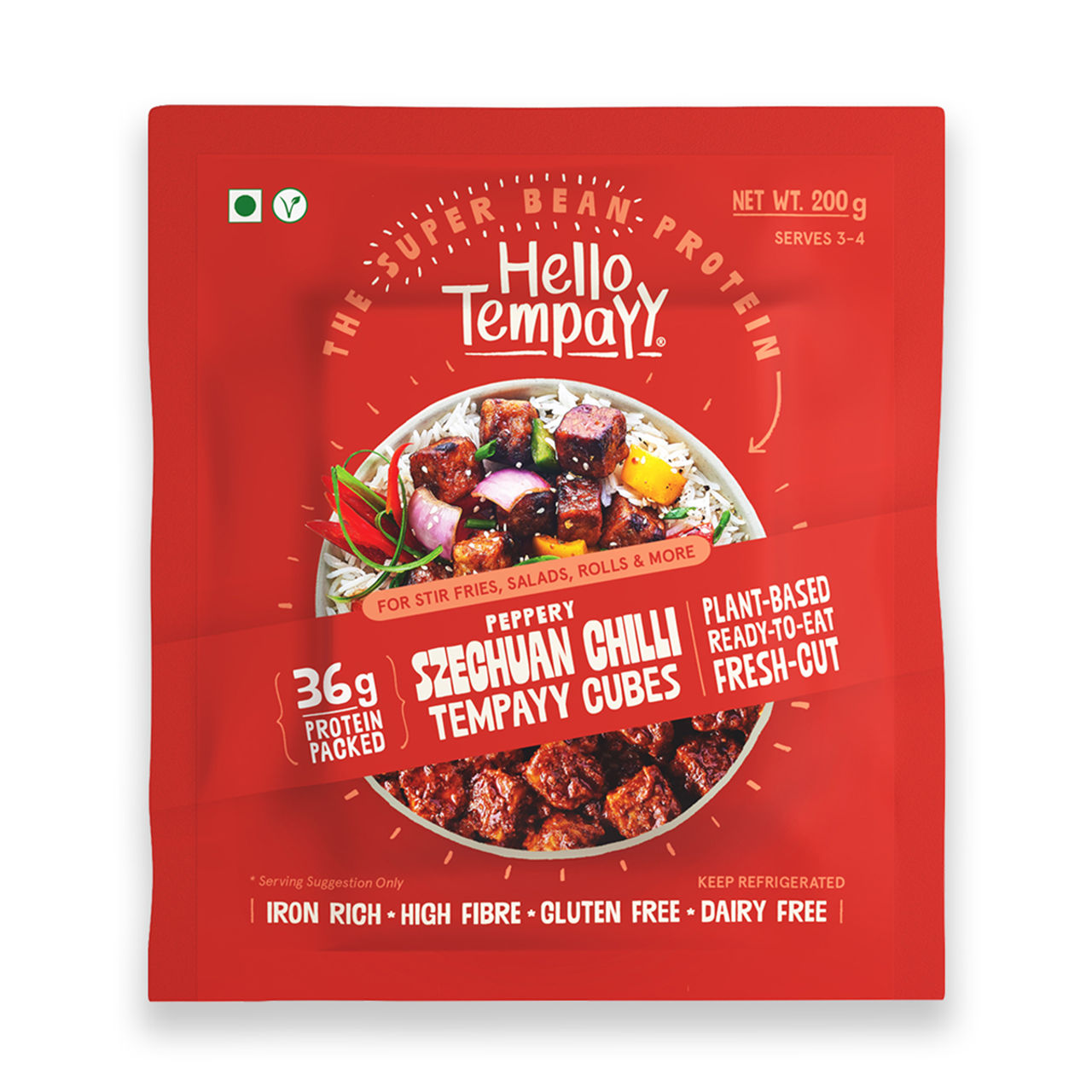 Hello Tempayy 36g Protein Tempeh Cubes | Szechuan - Low Fat & High Fibre