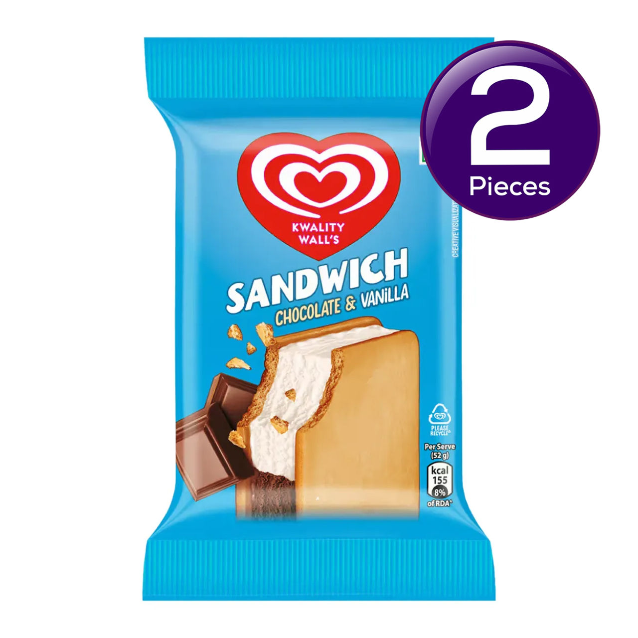 Kwality Wall's Chocolate & Vanilla Sandwich 80 ml Combo