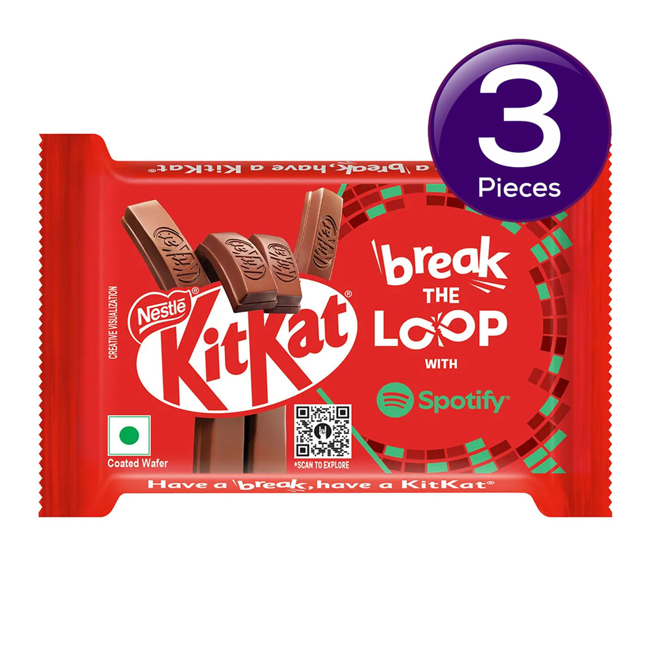 Nestle Kitkat 4 Fingers Choco Coated Wafer Bar with Spotify
