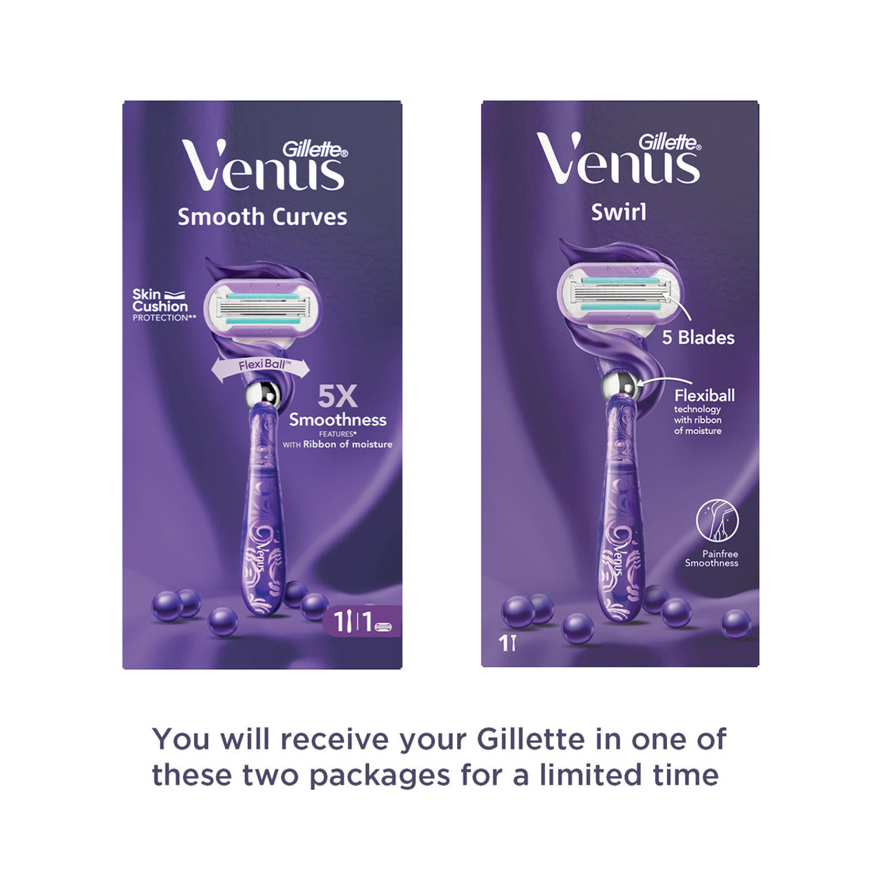 Venus Smooth Curves | Swirl | Hair Removal Razor for Women, 1 Razor