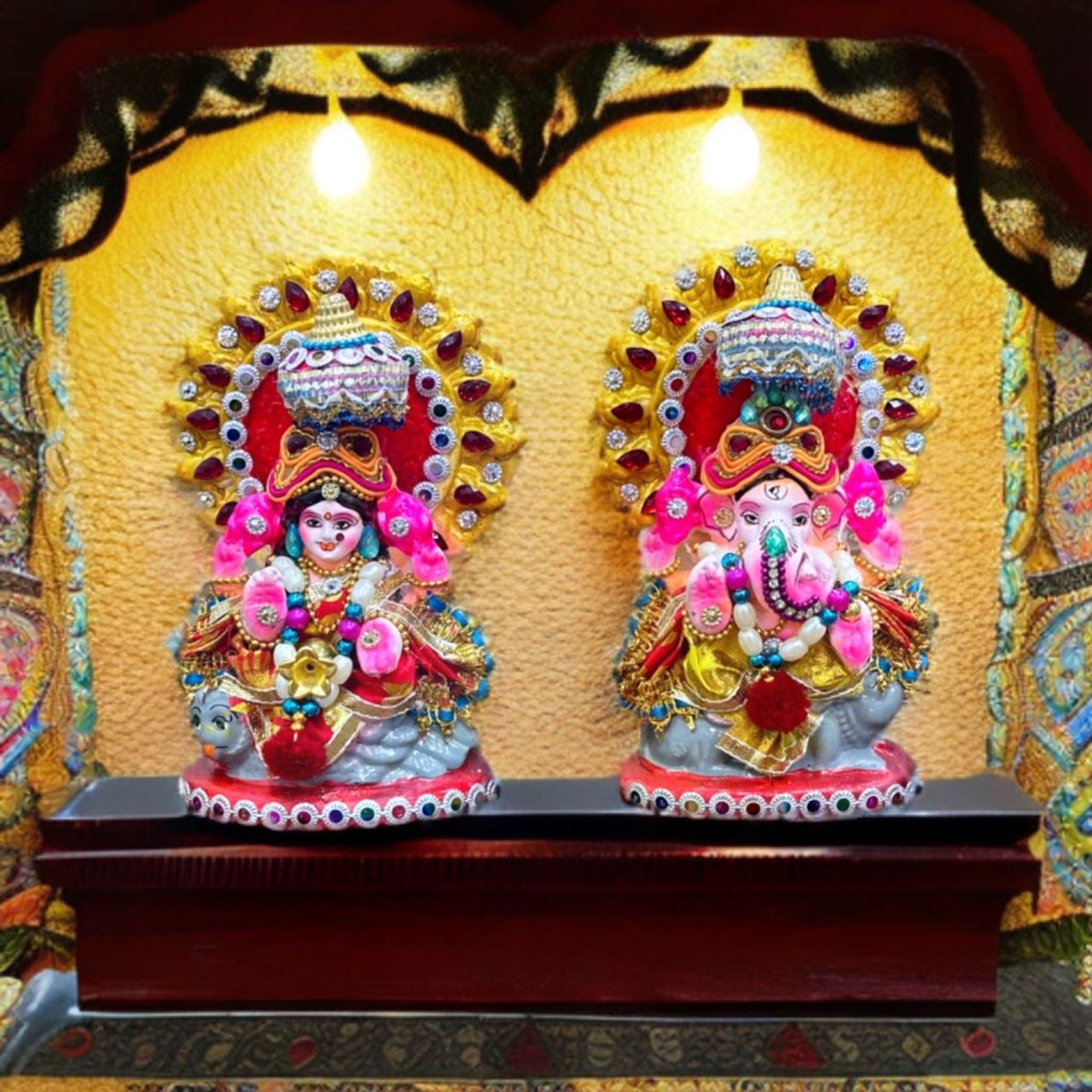 Diacraft Lakshmi Ganesh Idol - Diwali Puja With Ullu & Chuha 5 Inch