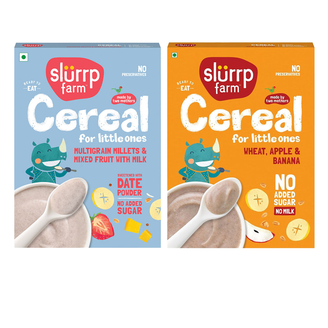 Slurrp Farm Wheat Apple & Banana Instant Healthy Cereal 100% Natural No Added Sugar No Milk, 300 Gm(300gms) & Slurrp Farm Multigrain Instant Cereal With Rice Crispies Mixed Fruits Flavour No Refined Sugar, 300 Gm(200gms) Combo