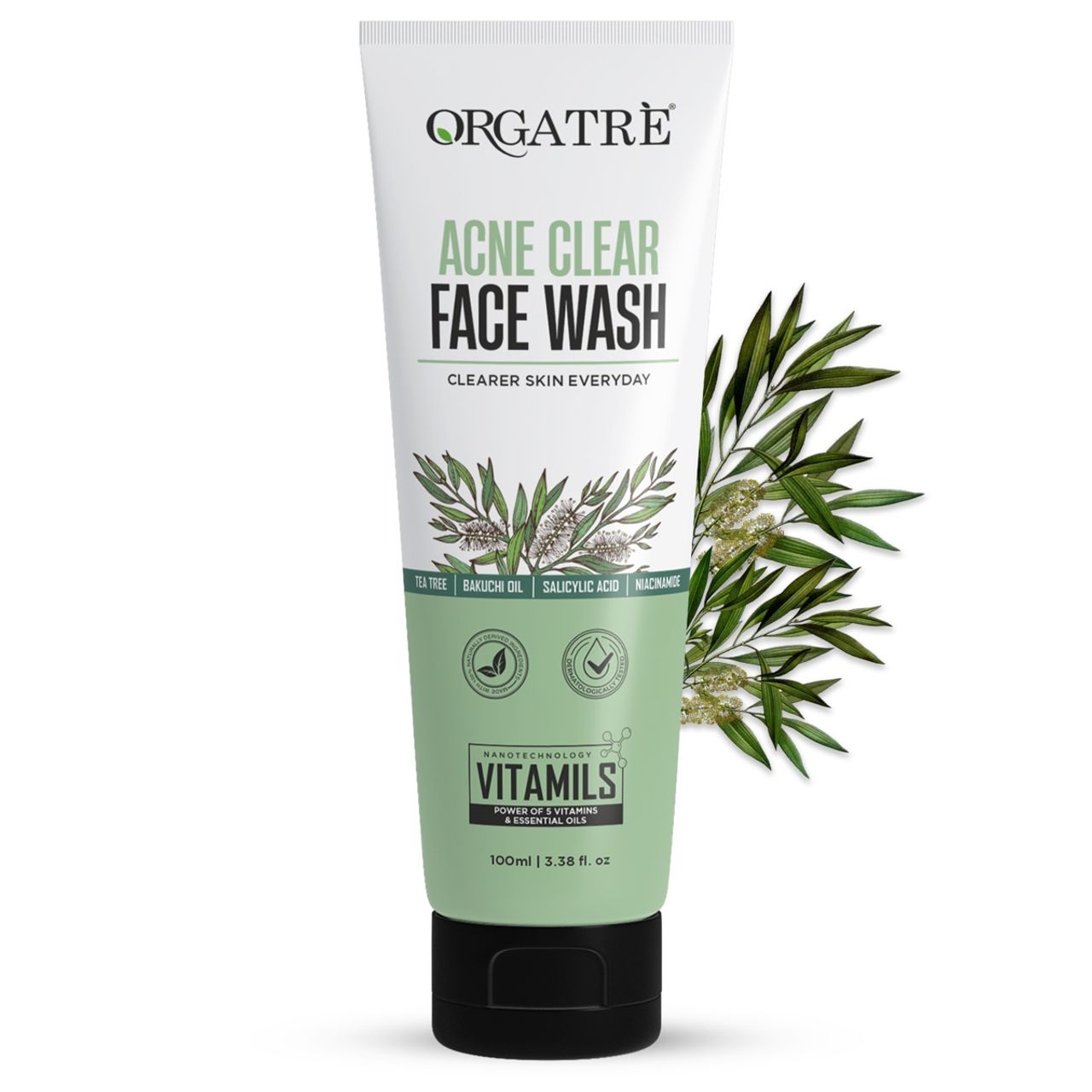 Orgatre Acne Clear Face Wash With Tea Tree Anti-Acne & Pore-Cleansing Formula For Clearer Skin