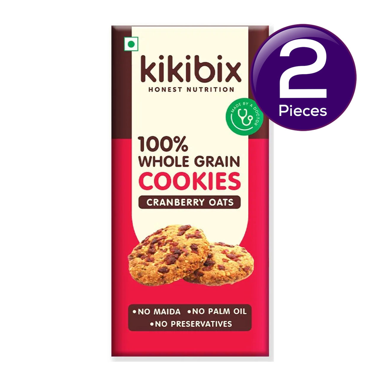 Kikibix Cranberry Oats Healthy Cookies, Jaggery Oats Biscuits, Digestive, 36% Oats, 25% dry fruits 130 g Combo