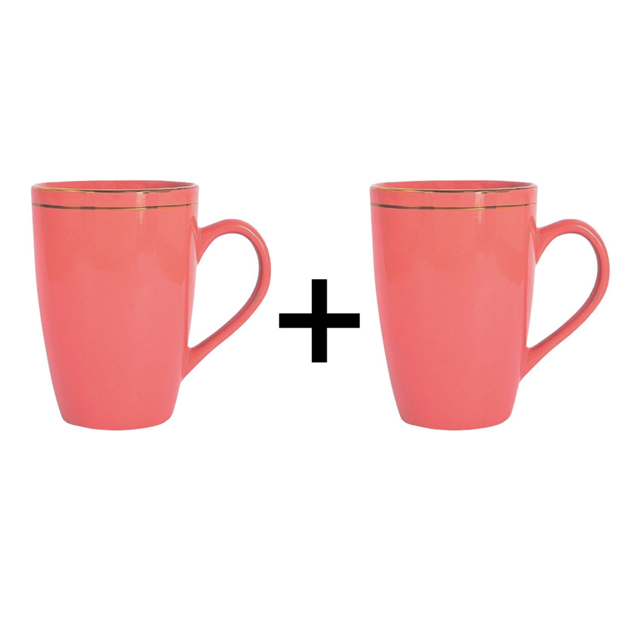 Femora Liquid Gold Line Coffee Mug Gift Set 1 Pc 320 Ml (Pink) 1 pc X 2 Combo