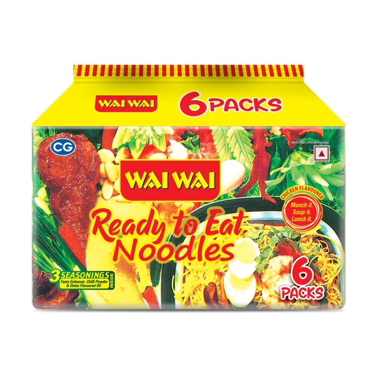 Wai Wai Ready to Eat Noodles, Chicken Masala Pack | 6 in 1
