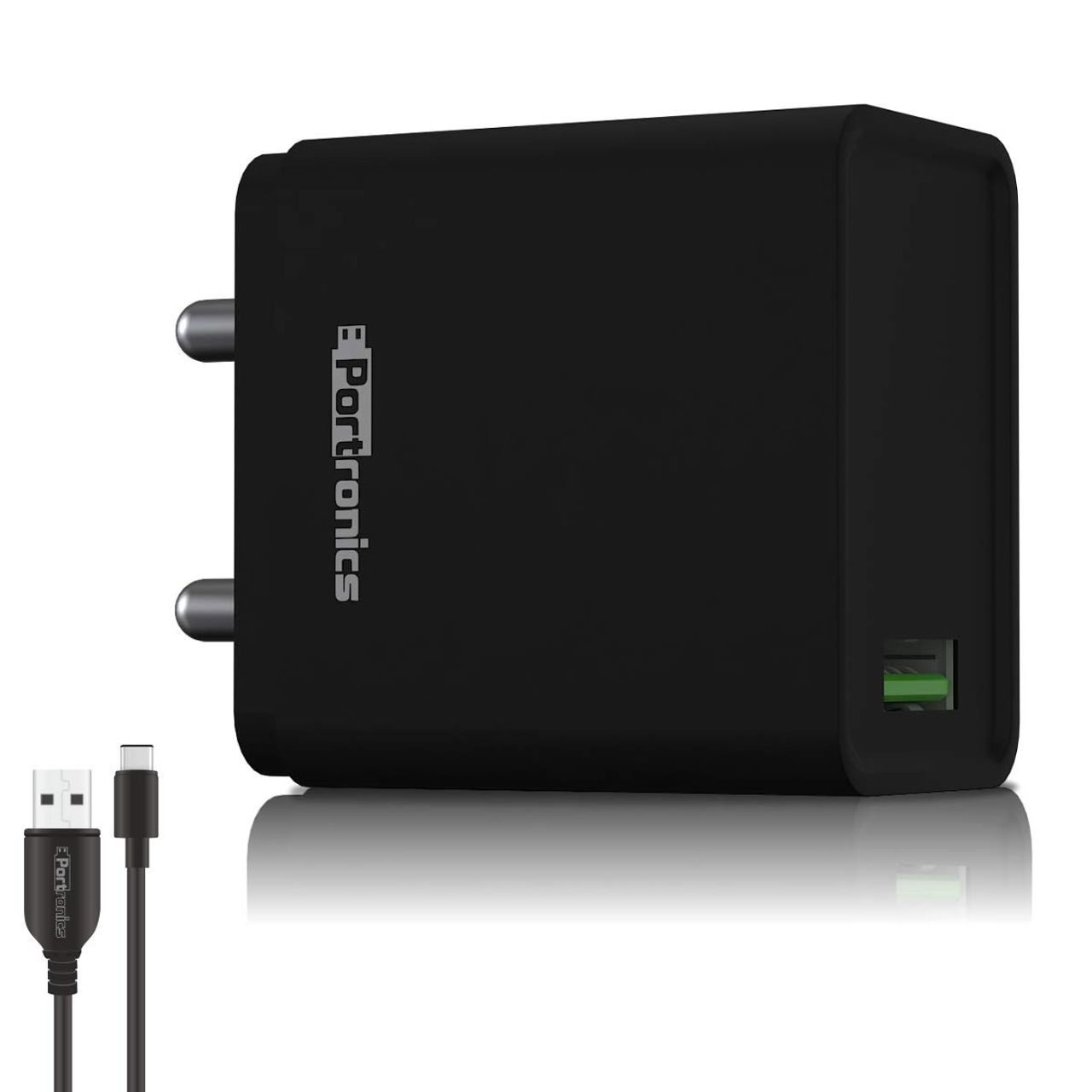 Portronics Adapto One 3.0 A Single Port Wall Adapter With Quick Charge | Connector Type - USB