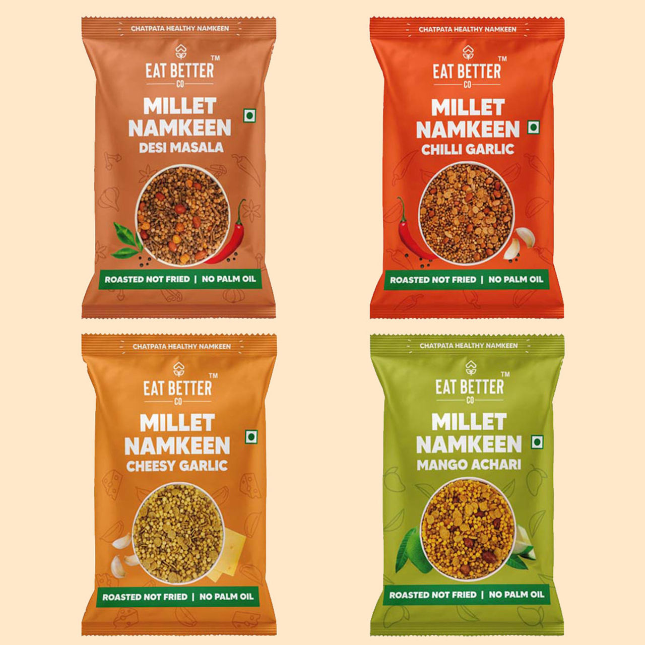 Millet Namkeen - Healthy Snacks Combo - 4 Flavours - Eat Better Co