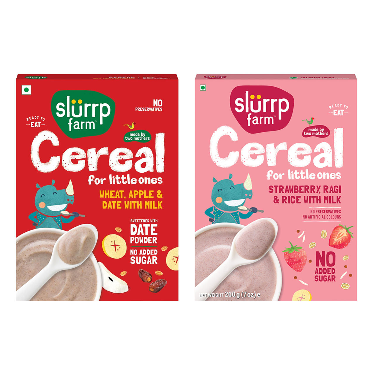 Slurrp Farm Cereal - Wheat, Apple & Date With Milkno Added Sugar No Powder 1 Pcs(1pc) & Slurrp Farm Ragi Rice Strawberry Instant Healthy Cereal, Mildly Sweetened With Date Powder, 200 Gm(200gms) Combo
