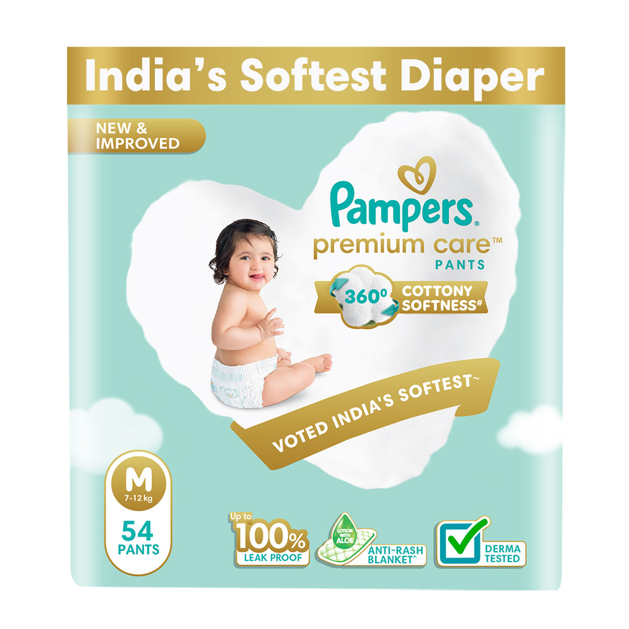 Pampers Premium Care Baby Diapers | Pant Style | M | 54 pcs