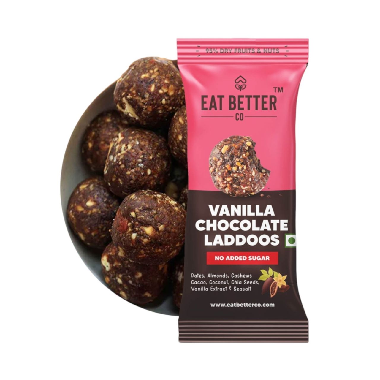 Eat Better Co - Vanilla & Chocolate Laddoos - No Added Sugar - High Protein, 100% Natural