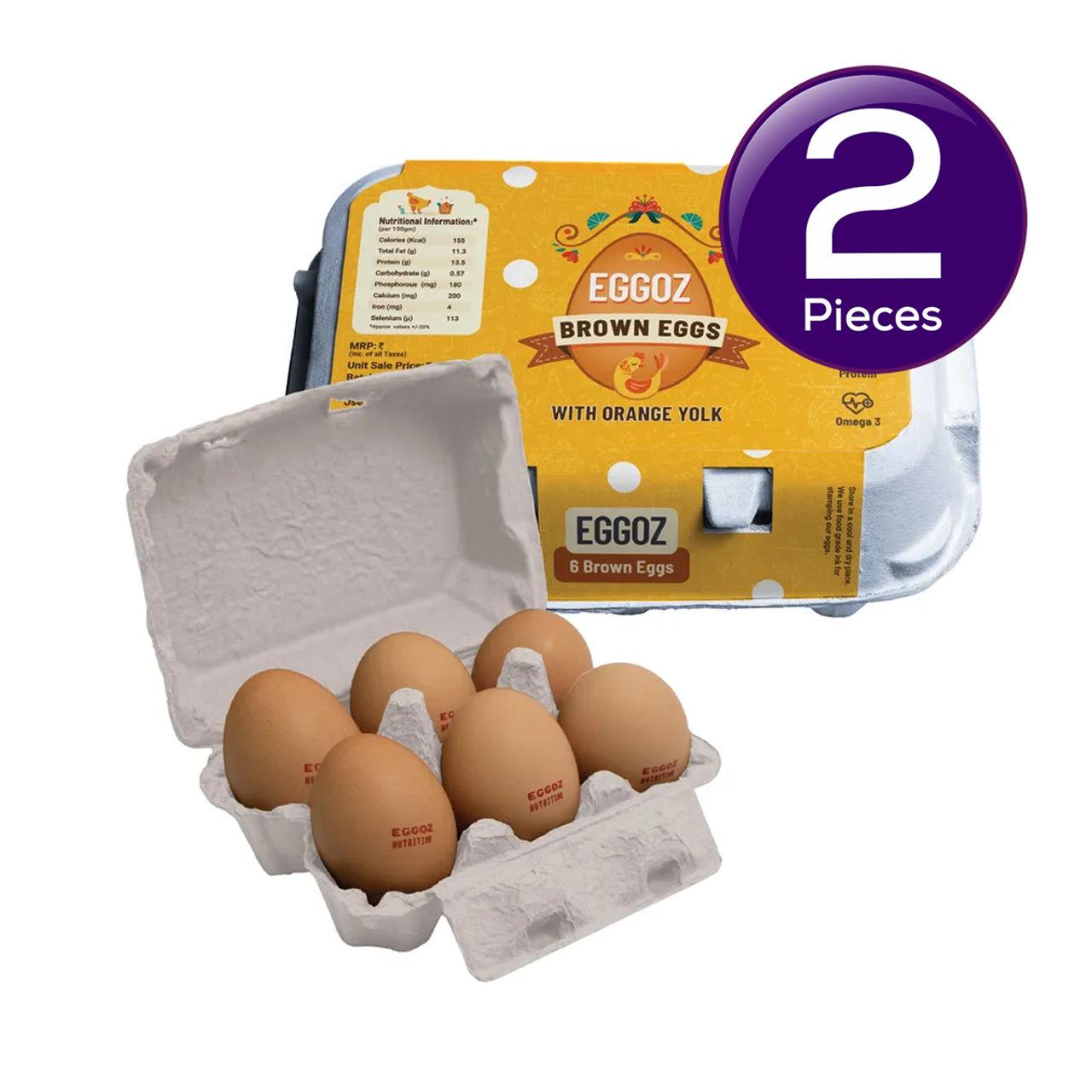 Eggoz Protein Rich Farm Fresh Brown Eggs 6 pc X 2 Combo