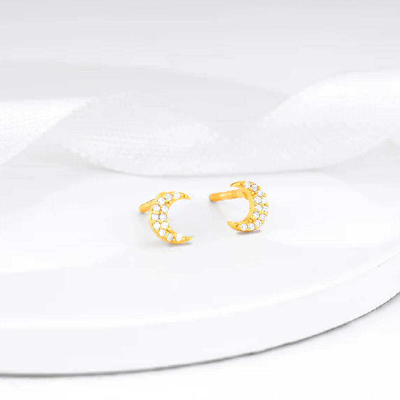GIVA Golden Crescent Zircon Earrings