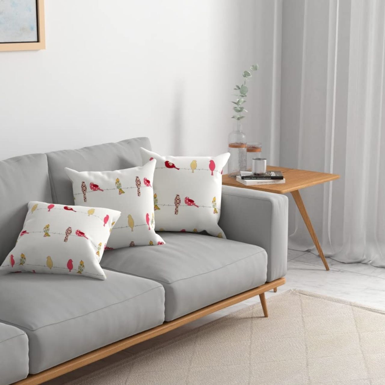 Urban Space Cotton Cushion Covers, Set of 3, made of Cotton 16 inch x 16 inch,Butterfly