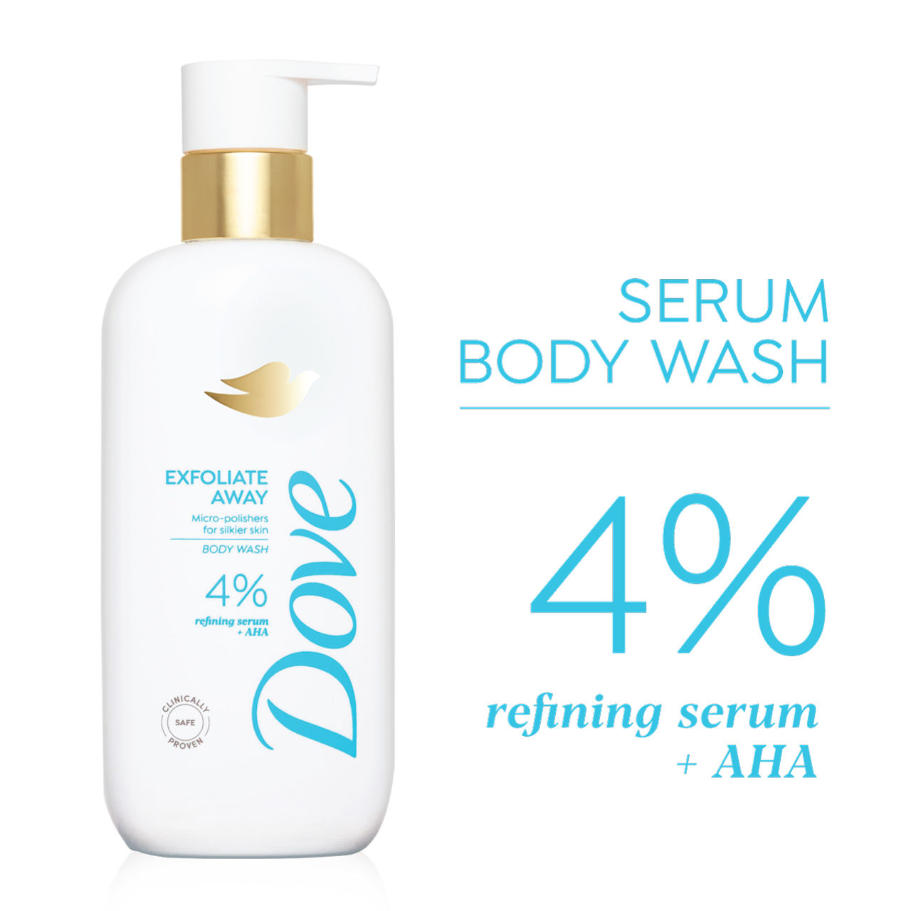 Dove 4% Refining Serum + AHA Exfoliate Away Serum Body Wash