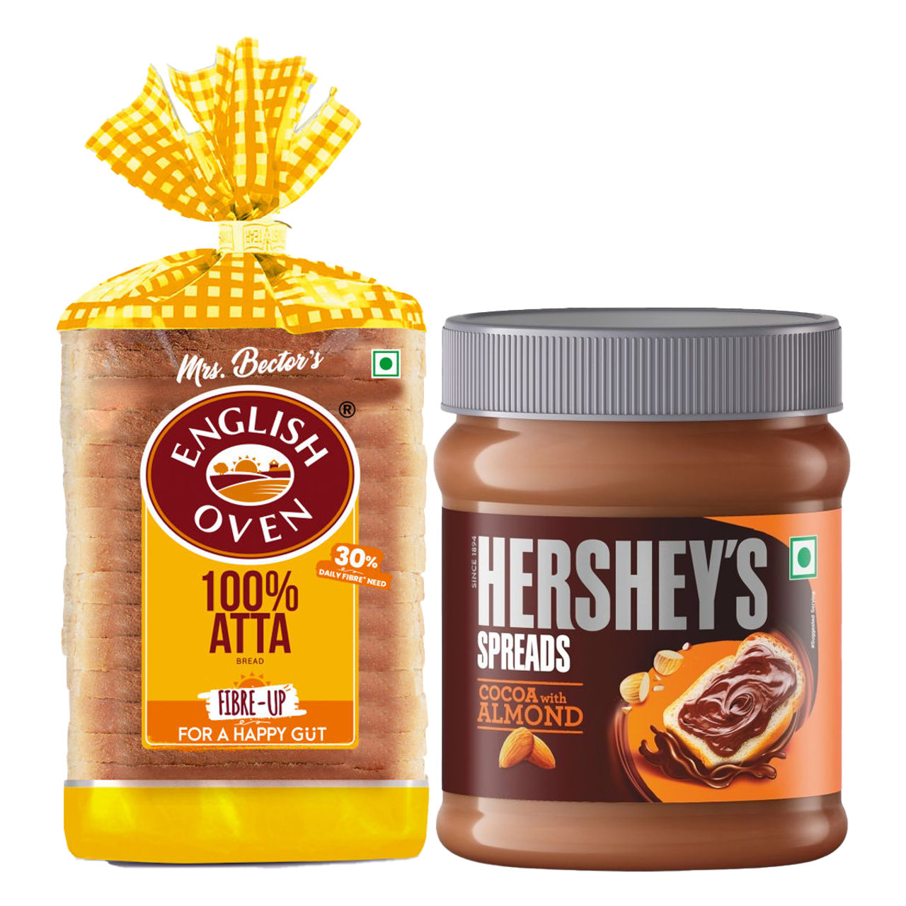 Hershey'S Cocoa + Almond Spread (350g) & English Oven Zero Maida 100% Atta Bread (400g) Combo