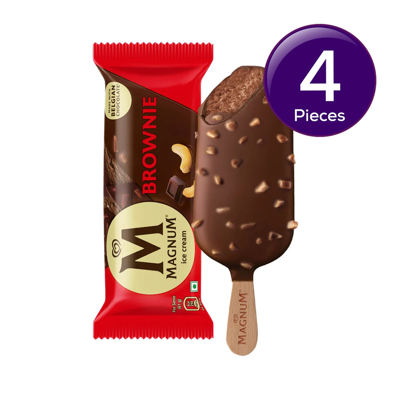 Kwality Wall's Chocolate Brownie Ice Cream Stick | Pouch 61 g Combo