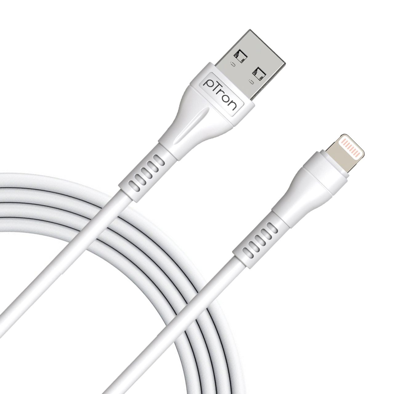 pTron Solero i241 Fast Charging 2.4A USB to iOS Cable | Data Transfer & 1m Tangle-Free Cable - White